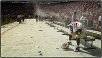 A FSU player reacts after a lost football game.