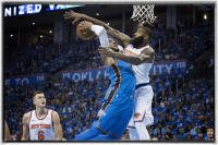 New York Knicks verse Oklahoma City Thunder action 
